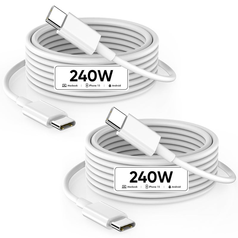 DreemTeam USB C to USB C, 240W USB C Cable, 6.6ft C to C Cable Fast Charging for Macbook Pro/Macbook Air, iPad Pro 12.9-inch, iPhone 15/Pro Max/Pro/Plus, Samsung Galaxy S23,Compatible 140W/100W /65W/45W/35W/20W - Image 1