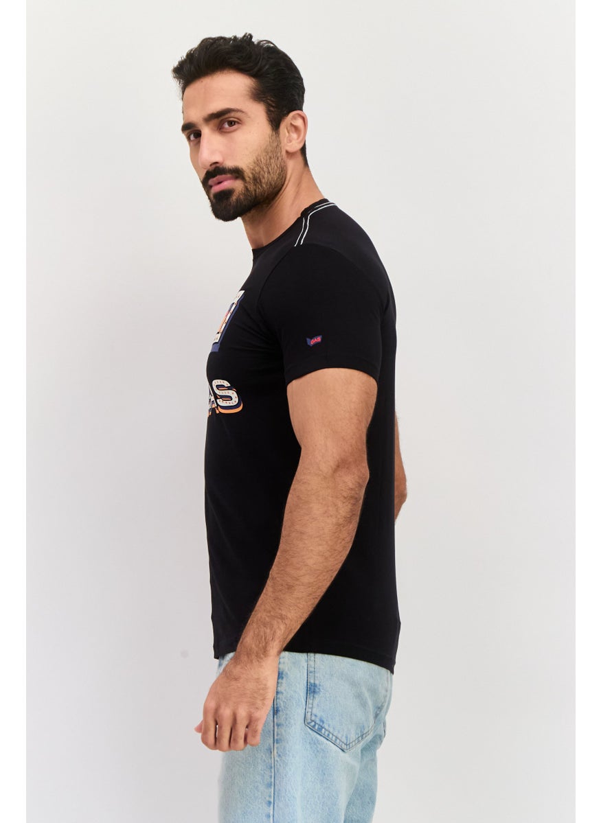 GAS - Men Crew Neck Short All Over Printed T Shirt, Black Combo - Image 1