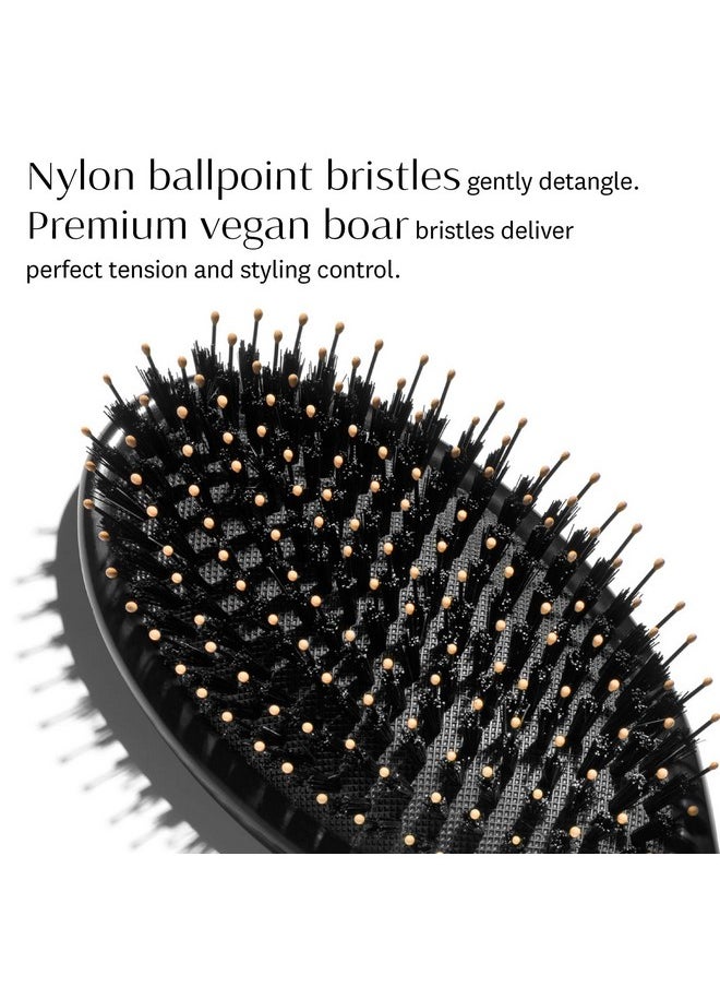 T3 - 3 Polish & Shine Premium Vegan Boar And Nylon Oval Hairbrush With Dual Bristle Design For Smoothing And Detangling - Image 1