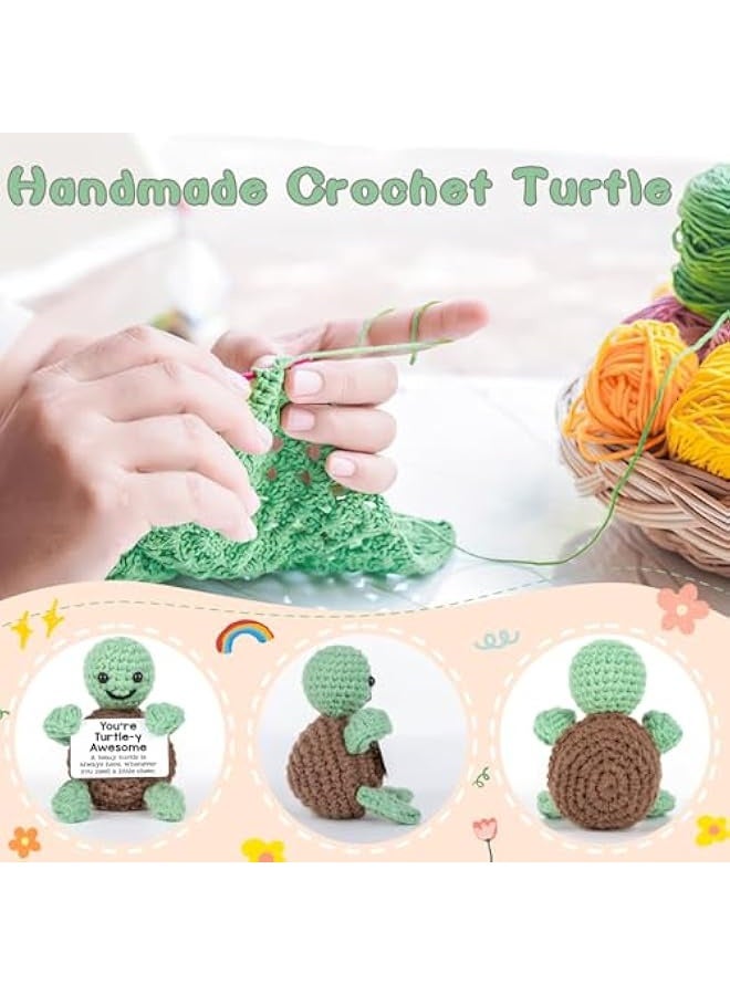 NIBEMINENT Mini Funny Positive Turtle Gifts, Small Handmade Crochet Animals Cute Stuff, Inspirational Gifts for Women Men Birthday Presents, Emotional Motivational Turtle Decor - Image 3