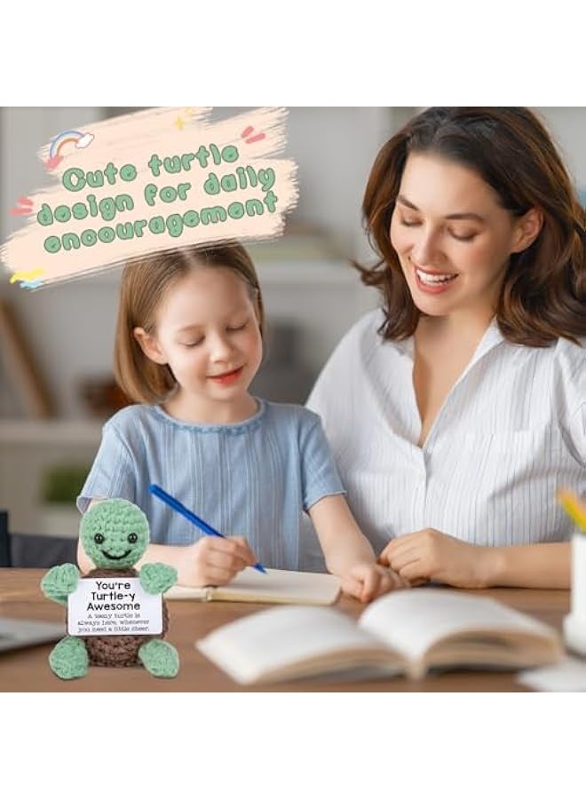 NIBEMINENT Mini Funny Positive Turtle Gifts, Small Handmade Crochet Animals Cute Stuff, Inspirational Gifts for Women Men Birthday Presents, Emotional Motivational Turtle Decor - Image 5