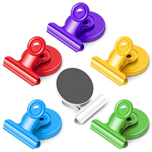 Grtard 6pack Magnetic Clips Heavy Duty, Magnet Clips for Fridge, Refrigerator Magnets, Strong Magnetic Clip,Scratch Free Magnets with Clip for Refrigerator, Whiteboard, Classroom, Locker(Colorful) - Image 1