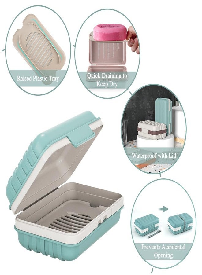 SITAKE 4 Pcs Travel Soap Box Holder Case with Lid, Portable Colorful Soap Dishes Container with Silicone Band Soap Saver Bag, Large Rectangular Leak Proof Soap Dishes for Shower Gym Bathroom - Image 3