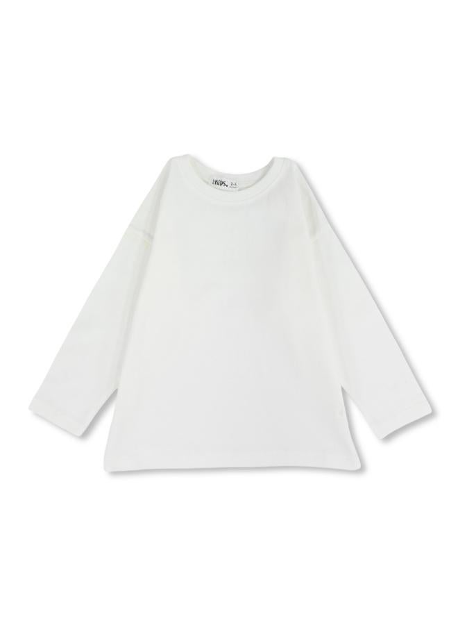 Ourkids Unisex Cotton Long-Sleeved T-Shirt – Off-White - Image 1