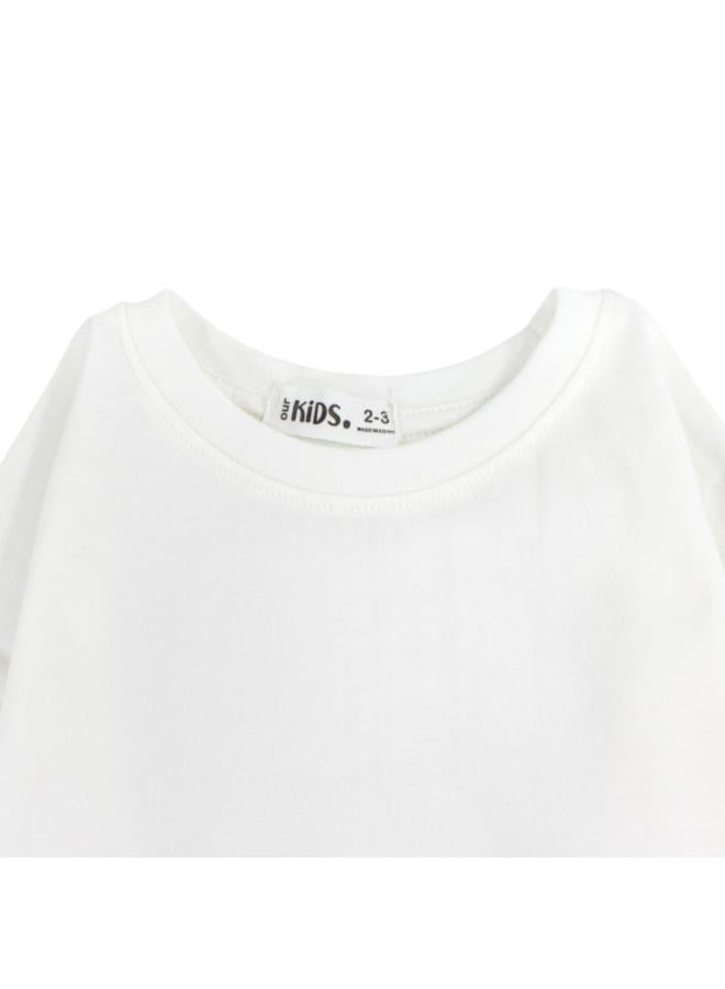 Ourkids Unisex Cotton Long-Sleeved T-Shirt – Off-White - Image 3