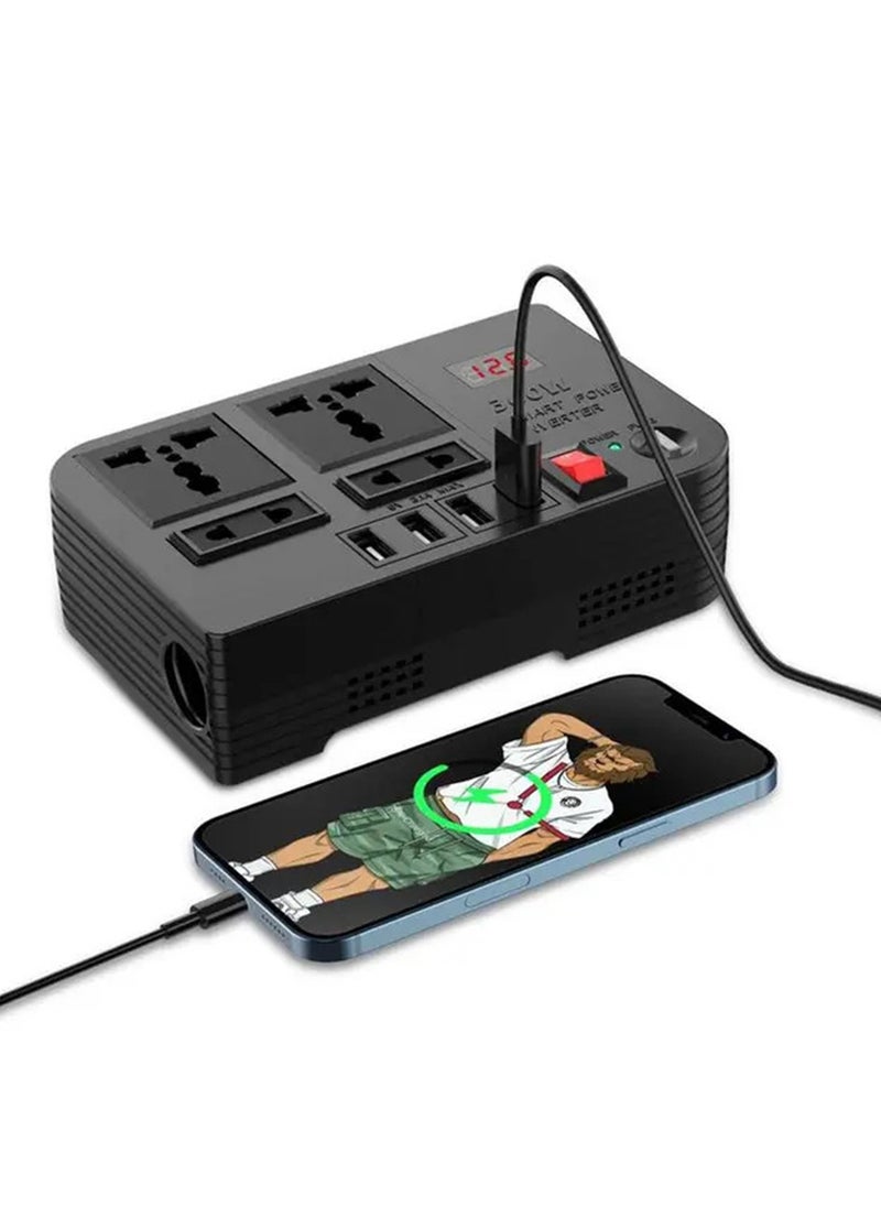 Generic - Multi functional Car Power Inverter 300W 4 USB Port 4 Socket - Image 1
