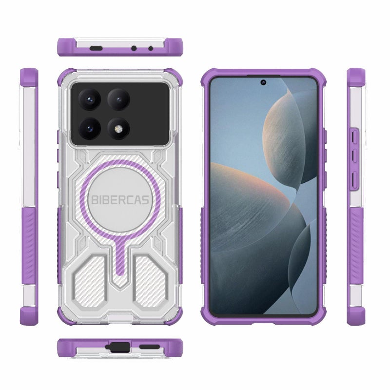 BIBERCAS For Redmi K70E Transparent Color Series Magsafe Air Bag Shockproof Phone Case(Purple) - Image 2