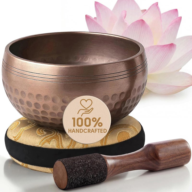 Silent Mind Tibetan Singing Bowl Set – Easy to Play & Beginner Friendly Meditation Bowl with Cushion & Mallet | Stress Relief & Mindfulness | Gift-Ready - Image 1