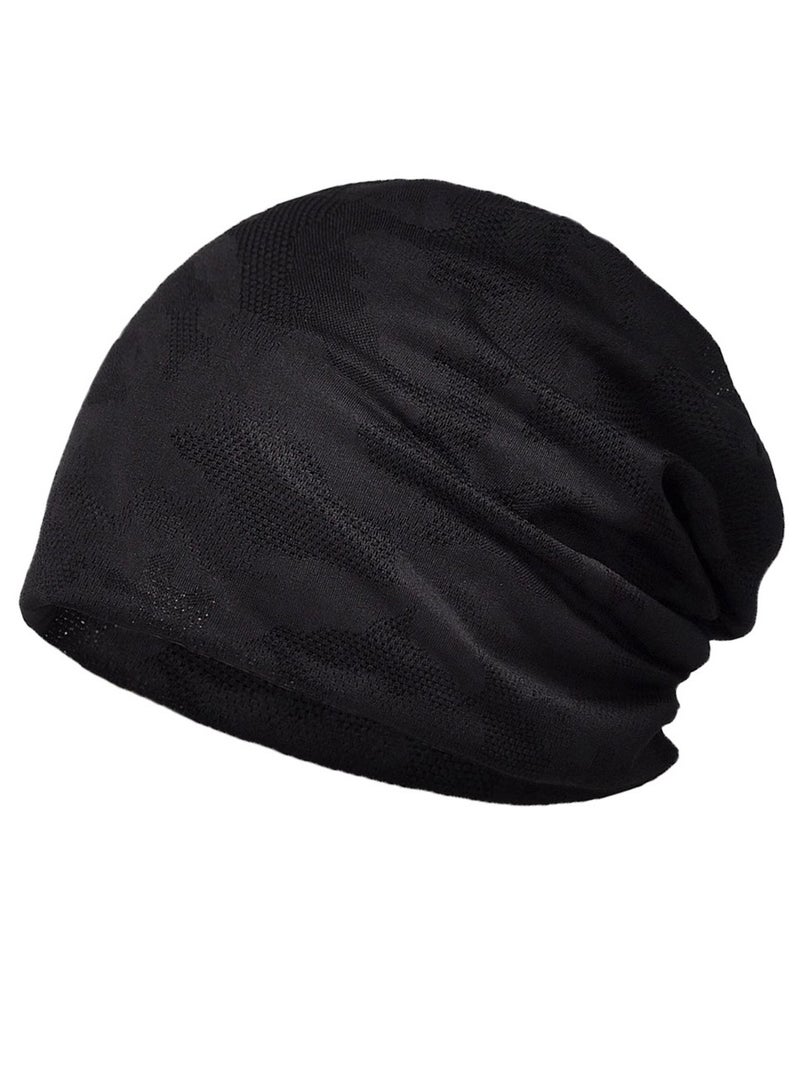 Loquat Infinity Scarf Headwear Cap Mesh Breathable Beanie Hat Black  - Image 1
