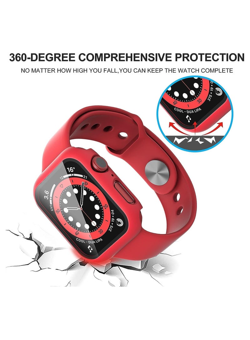 Classic Smartwatch Tempered Glass Screen Protector Case For Apple Watch Series 7,8 And 9 (41mm) - Red - Image 1