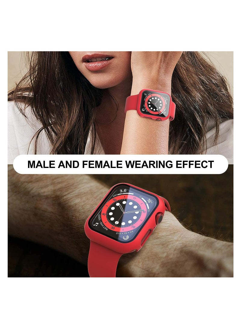 Classic Smartwatch Tempered Glass Screen Protector Case For Apple Watch Series 7,8 And 9 (41mm) - Red - Image 5