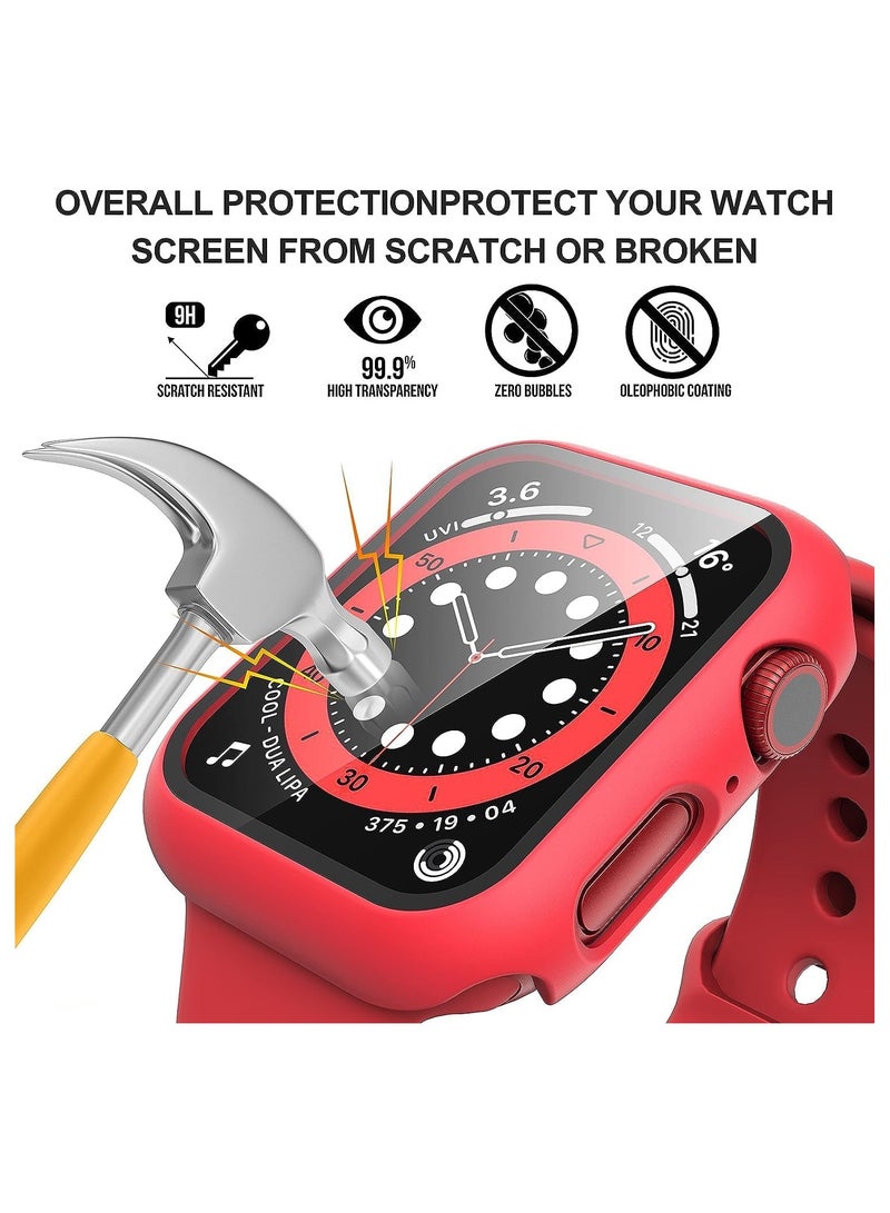Classic Smartwatch Tempered Glass Screen Protector Case For Apple Watch Series 7,8 And 9 (41mm) - Red - Image 2