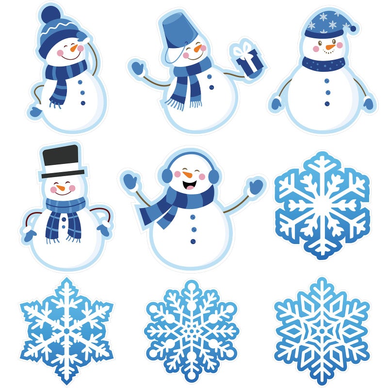Outus 45 Pcs Winter Cutouts Snowflake Accents Paper Cutouts Name Tags Seasonal Bulletin Board Tree Displays Classroom Decoration for Teacher Student Homeschool Christmas Supplies Snowman Style - Image 2