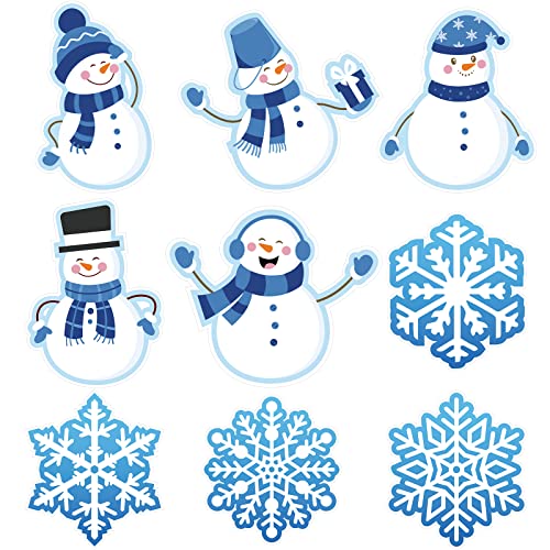 Outus 45 Pcs Winter Cutouts Snowflake Accents Paper Cutouts Name Tags Seasonal Bulletin Board Tree Displays Classroom Decoration for Teacher Student Homeschool Christmas Supplies Snowman Style - Image 1
