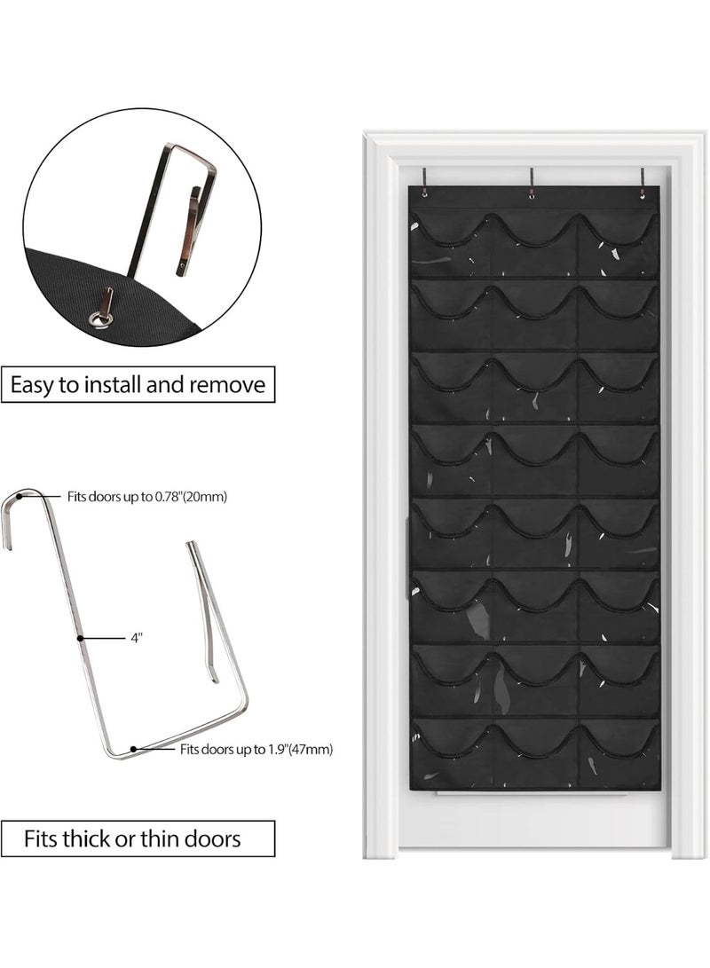 PTTIMFFM Over Door Hat Organizer with 24 Clear Pockets, Hanging Cap Storage Rack for Baseball Hats, Closet & Wall Mount Hat Holder - Image 3