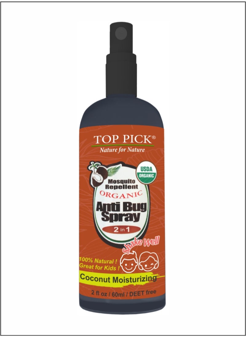 Top Pick 2-in-1 Organic Mosquito Repellent Bug Protection and Coconut Moisturization 