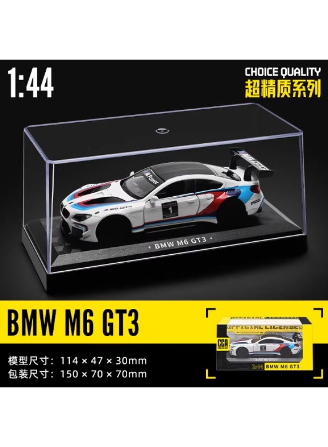 نموذج سيارة بي إم دبليو M6 GT3 بمقياس 1:44 مصنوع من معدن الزنك مع صندوق عرض أكريليكي - Image 1