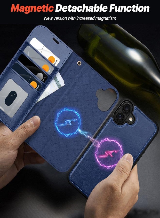 OCASE for iPhone 16 Plus Case, Detachable 2 in 1 PU Leather Wallet Case with RFID Blocking, Wireless Charging, Card Holders, Kickstand, Shockproof Removable Phone Cover, Blue - Image 3