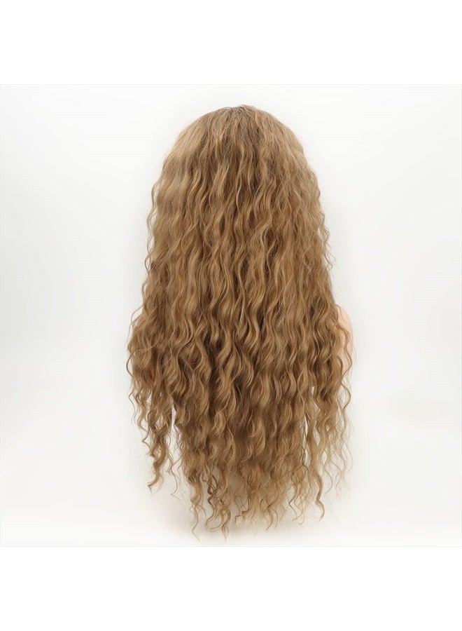 Fencca Long Curly Wavy Wig Honey Blonde Wigs for Women Brown with Highlights Curly Wig Loose Wave Hair Glueless Heat Resistant Synthetic Wig Brown mixed Blonde Wigs for Daily Party Use - Image 4