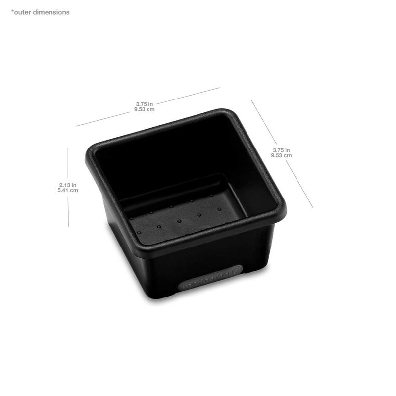 madesmart Drawer Organizer 3 x 3 Square Plastic Bin for Home Organization  Soft-grip Lining  Non-slip Feet  BPA-free  Carbon - Image 2