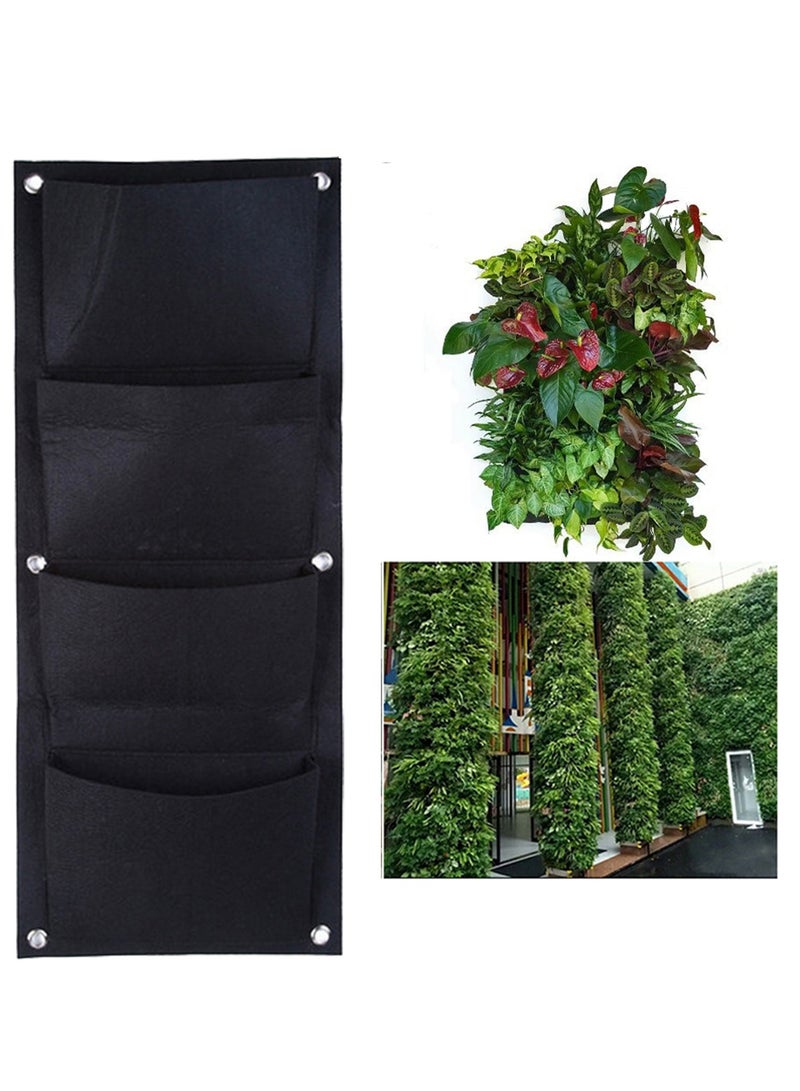4 Pockets Garden Wall Planter Vertical Flower Plants Hanging Planting Growing Bag Pot Container - Image 3