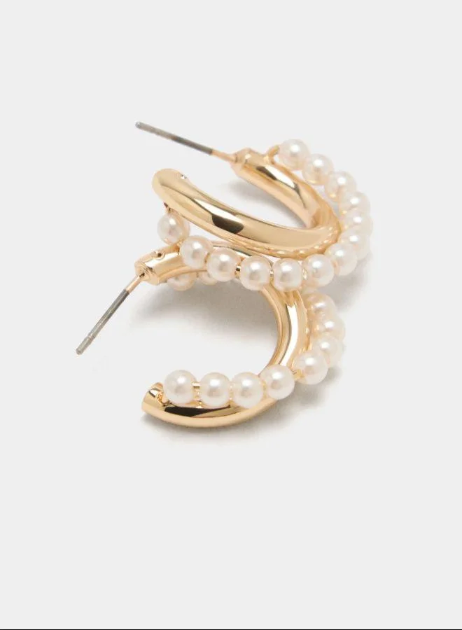 بارفوا أقراط مفتوحة الدائرة مع اللآلئ