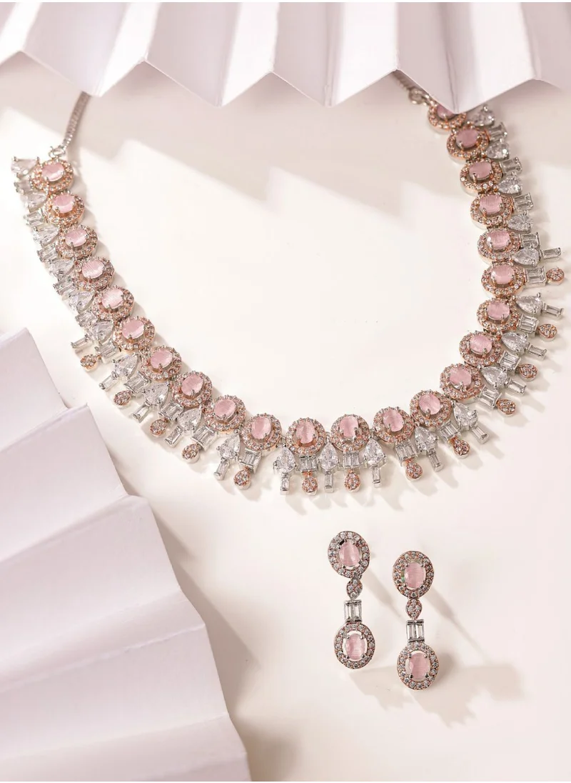 برياسي Rose American Diamond Studded Jewellery Set