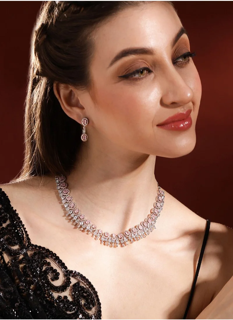 برياسي Rose American Diamond Studded Jewellery Set