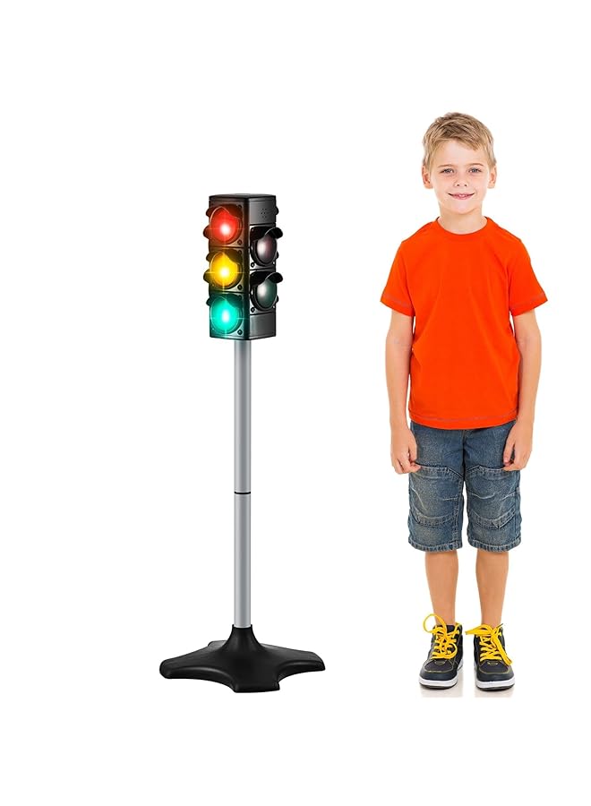 KASTWAVE Traffic Light Toy 28.4 Inch Height Simulation Safety Traffic Indicator 4 Sides 4 Color Changing Crosswalk Signal With Lights And Sounds For Birthday Gift Educational Pretend Play Toy - Image 1