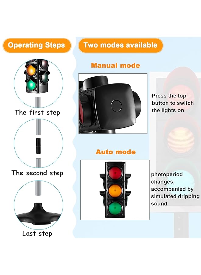KASTWAVE Traffic Light Toy 28.4 Inch Height Simulation Safety Traffic Indicator 4 Sides 4 Color Changing Crosswalk Signal With Lights And Sounds For Birthday Gift Educational Pretend Play Toy - Image 2