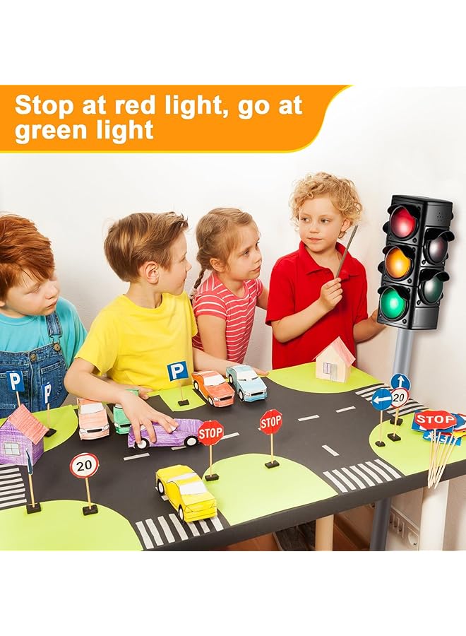 KASTWAVE Traffic Light Toy 28.4 Inch Height Simulation Safety Traffic Indicator 4 Sides 4 Color Changing Crosswalk Signal With Lights And Sounds For Birthday Gift Educational Pretend Play Toy - Image 4
