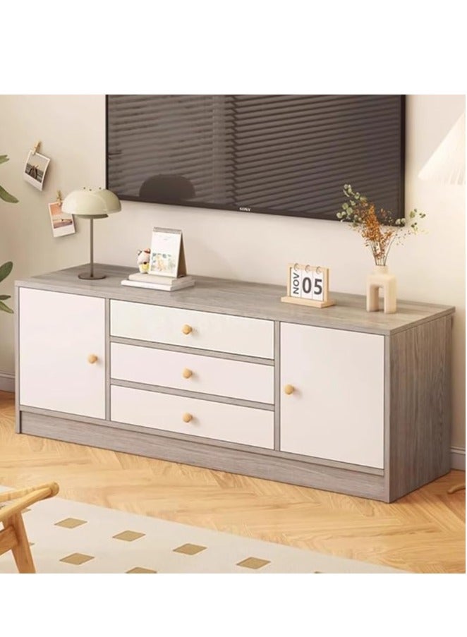 TV Cabinet, 55 Inch TV Stand with Drawers Doors and Open Shelf, Modern Design Storage Cabinet Television Table, Wooden TV Console Wall Unit Storage Funiture for Living Room Bedroom Office ( 140cm Grey 5Doors)  - Image 1