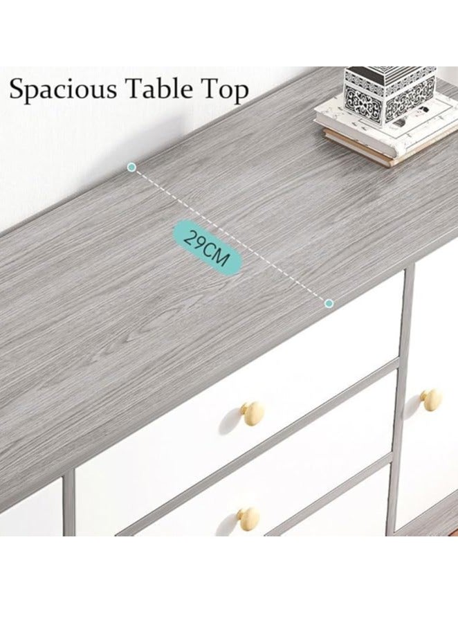 TV Cabinet, 55 Inch TV Stand with Drawers Doors and Open Shelf, Modern Design Storage Cabinet Television Table, Wooden TV Console Wall Unit Storage Funiture for Living Room Bedroom Office ( 140cm Grey 5Doors)  - Image 2