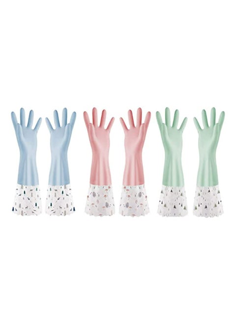 CMGTYYD Rubber Cleaning Gloves, Reusable Waterproof Household Kitchen Dishwashing Glove, Long Sleeves, Kitchen Cleaning, Food Handling, Working, Painting, Gardening, Pet Care, Large (3 Pairs)