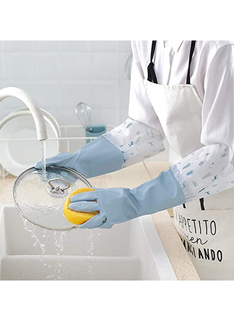 CMGTYYD Rubber Cleaning Gloves, Reusable Waterproof Household Kitchen Dishwashing Glove, Long Sleeves, Kitchen Cleaning, Food Handling, Working, Painting, Gardening, Pet Care, Large (3 Pairs)
