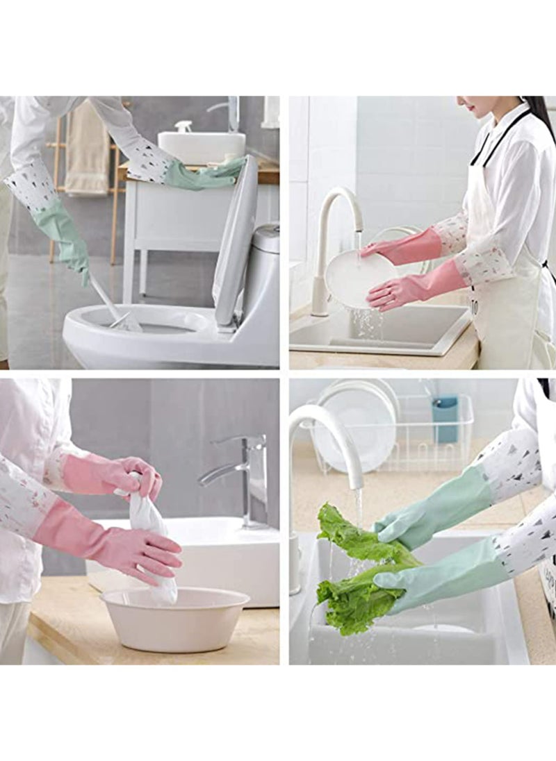 CMGTYYD Rubber Cleaning Gloves, Reusable Waterproof Household Kitchen Dishwashing Glove, Long Sleeves, Kitchen Cleaning, Food Handling, Working, Painting, Gardening, Pet Care, Large (3 Pairs)