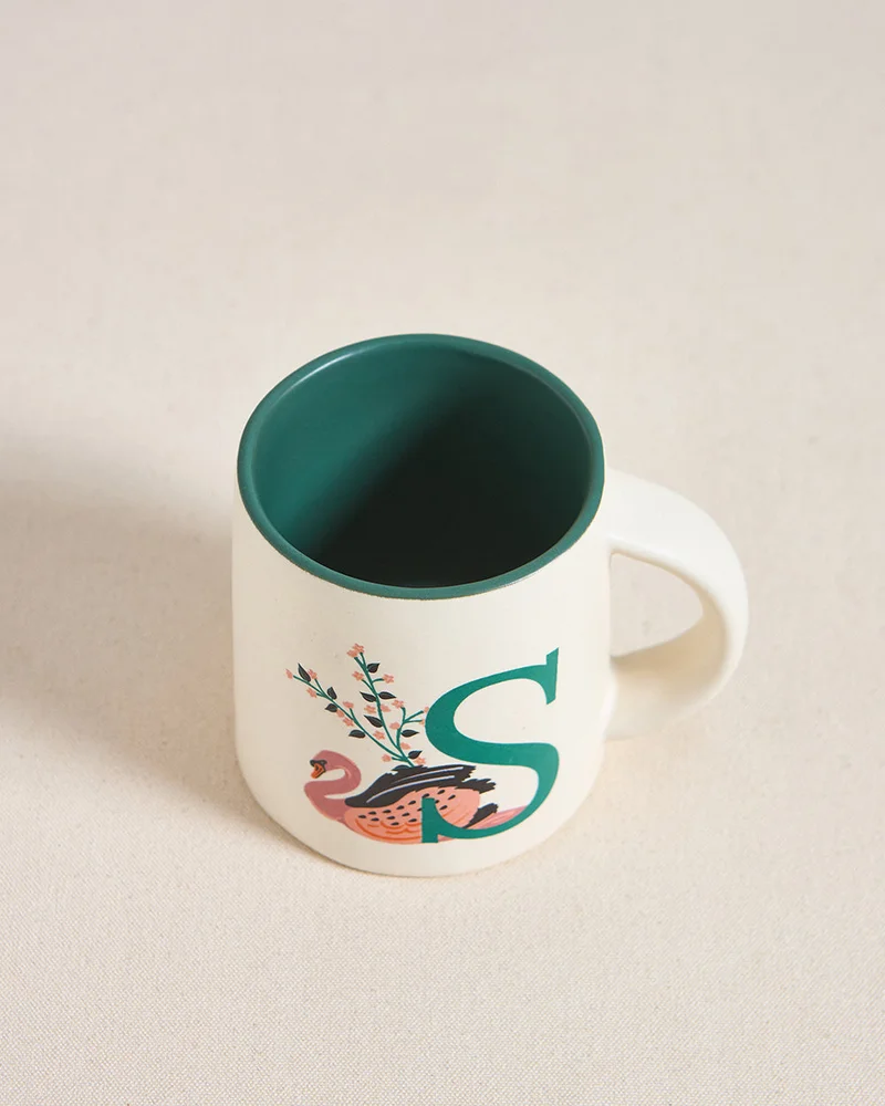 Chumbak Swan Alphabet Ceramic Mug-S