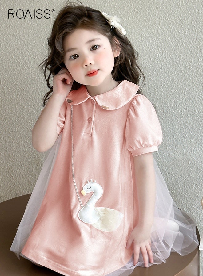 roaiss Toddler Girl Tulle Dress, Puff Sleeves Dress with Animal Pattern, Stylish Casual Dress, Summer A-line Silhouette Dress, Suit for Beach, Travel, Wedding or Any Occasion - Image 2