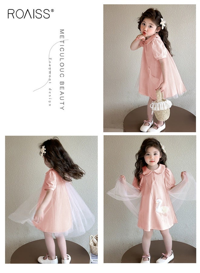 roaiss Toddler Girl Tulle Dress, Puff Sleeves Dress with Animal Pattern, Stylish Casual Dress, Summer A-line Silhouette Dress, Suit for Beach, Travel, Wedding or Any Occasion - Image 3