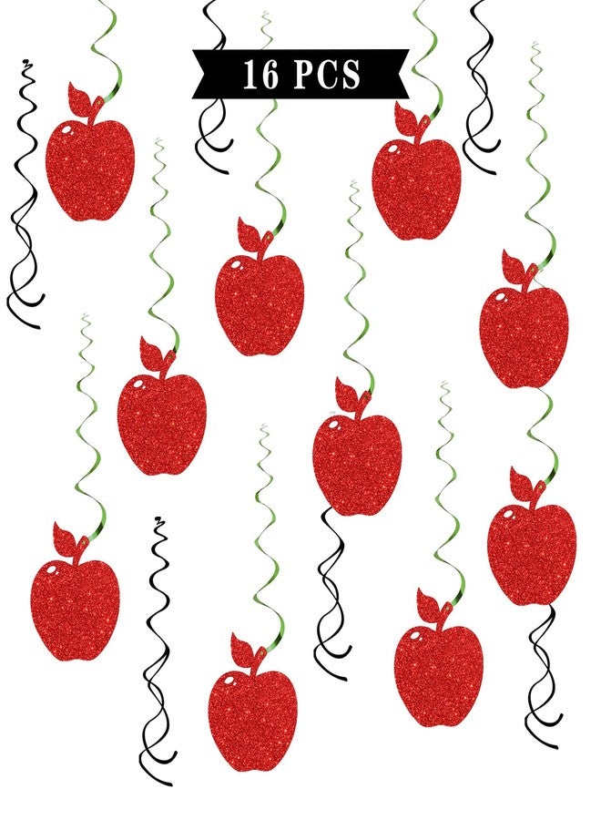 Maicaiffe Fruit Apple Hanging Swirl Decorations - Glitter 16 Pcs Baby Shower Party Supplies - Kid Apple Birthday Party - Engagement - Wedding Streamers - Graduation Party Foil Swirls Ceiling Decorations - Image 1