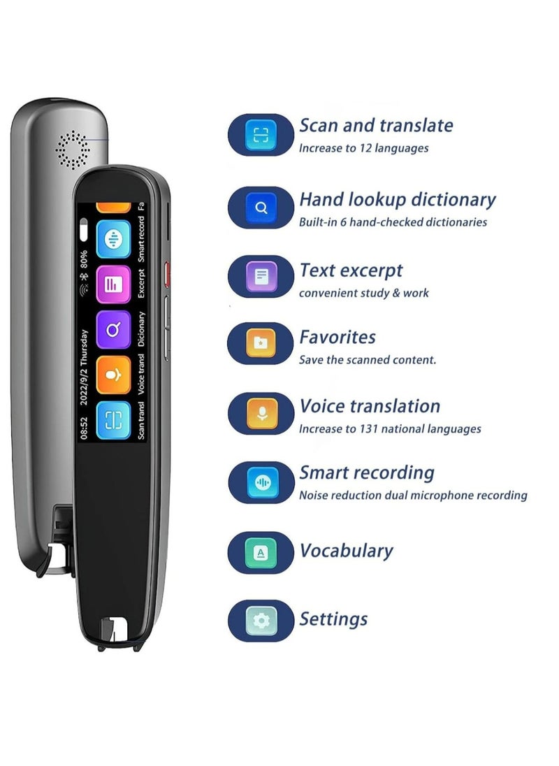 AI Language Translator Pen and Electronic Dictionary, Real-time Voice Translation in 134 Languages, Including Arabic, Supports Instant Offline/WiFi Translation, Equipped with Scanning Reading Function