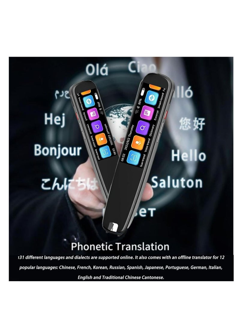 AI Language Translator Pen and Electronic Dictionary, Real-time Voice Translation in 134 Languages, Including Arabic, Supports Instant Offline/WiFi Translation, Equipped with Scanning Reading Function
