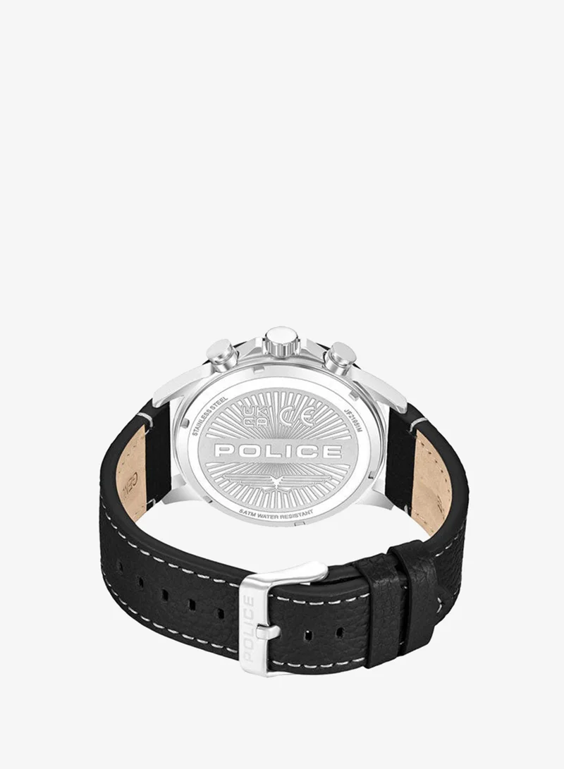 Police  Men's Kismet Black Dial Black Leather Strap Multifunction Watch for Men - 47mm for Men | Best Price UAE