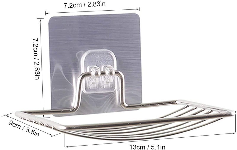 Gopendra Soap Dish Holder,Self Adhesive Wall Mounted Soap Sponge Holder Stainless Steel Storage Saver Rack for Home Kitchen Bathroom Shower (Self Adhesive Soap Dish) (2pcs) - Image 4