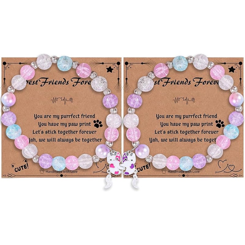 DOYYCA Friendship Bracelets Cute Magnetic Matching Charm Beaded Best Friend Bracelet BFF Bracelets for 2 Girls Women - Image 1