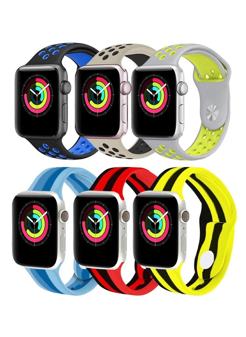 Generic - Apple Watch 41mm 40mm 38mm Silicone Sport Band 6-Pack Nike Design and Rainbow Collection 7 - Image 1