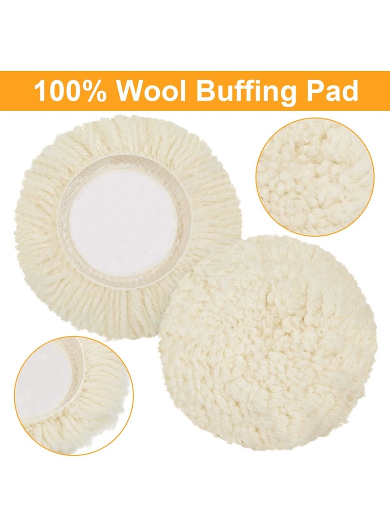 SYOSI Wool Polishing Pad, 6PCS Buffing Pads Kit Hook Loop Buffing Pads for Drill Curved Edge Compound Cutting Pad Drill Polisher Attachment Wheel Polish Pad, Car Body Repair Buffingc (5inch) - Image 5