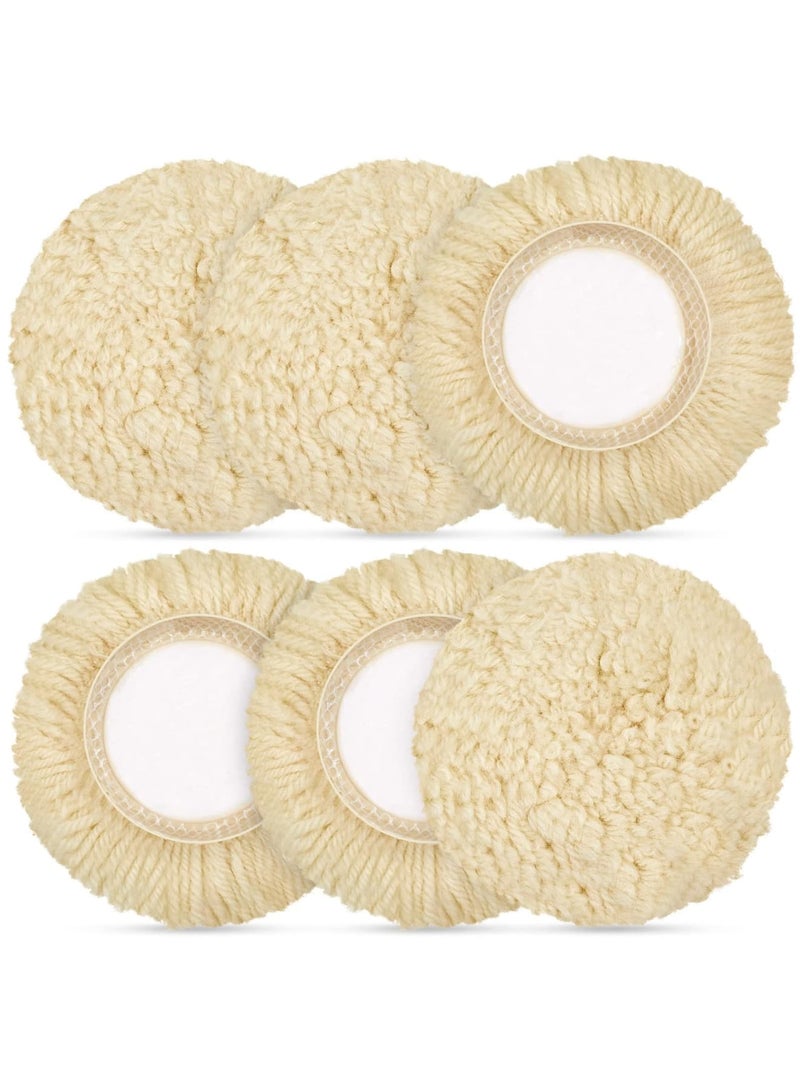 SYOSI Wool Polishing Pad, 6PCS Buffing Pads Kit Hook Loop Buffing Pads for Drill Curved Edge Compound Cutting Pad Drill Polisher Attachment Wheel Polish Pad, Car Body Repair Buffingc (5inch) - Image 1