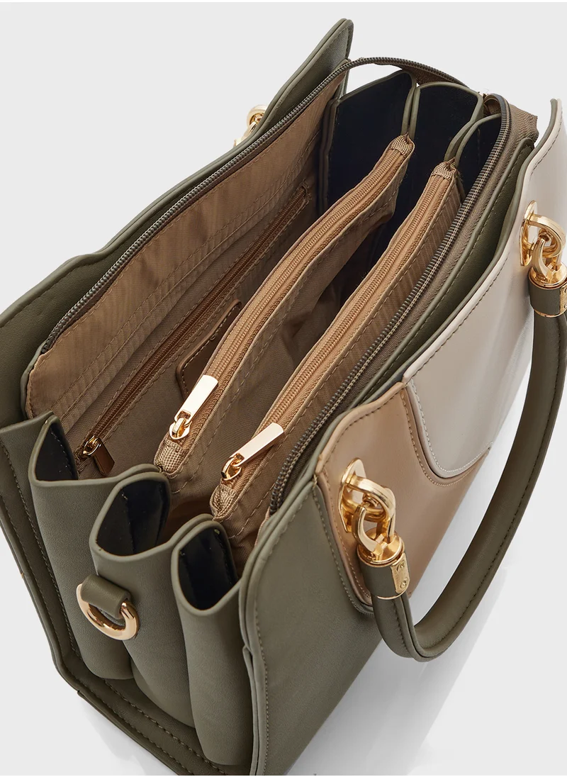 ايلا Color Block Satchel Bag With Long