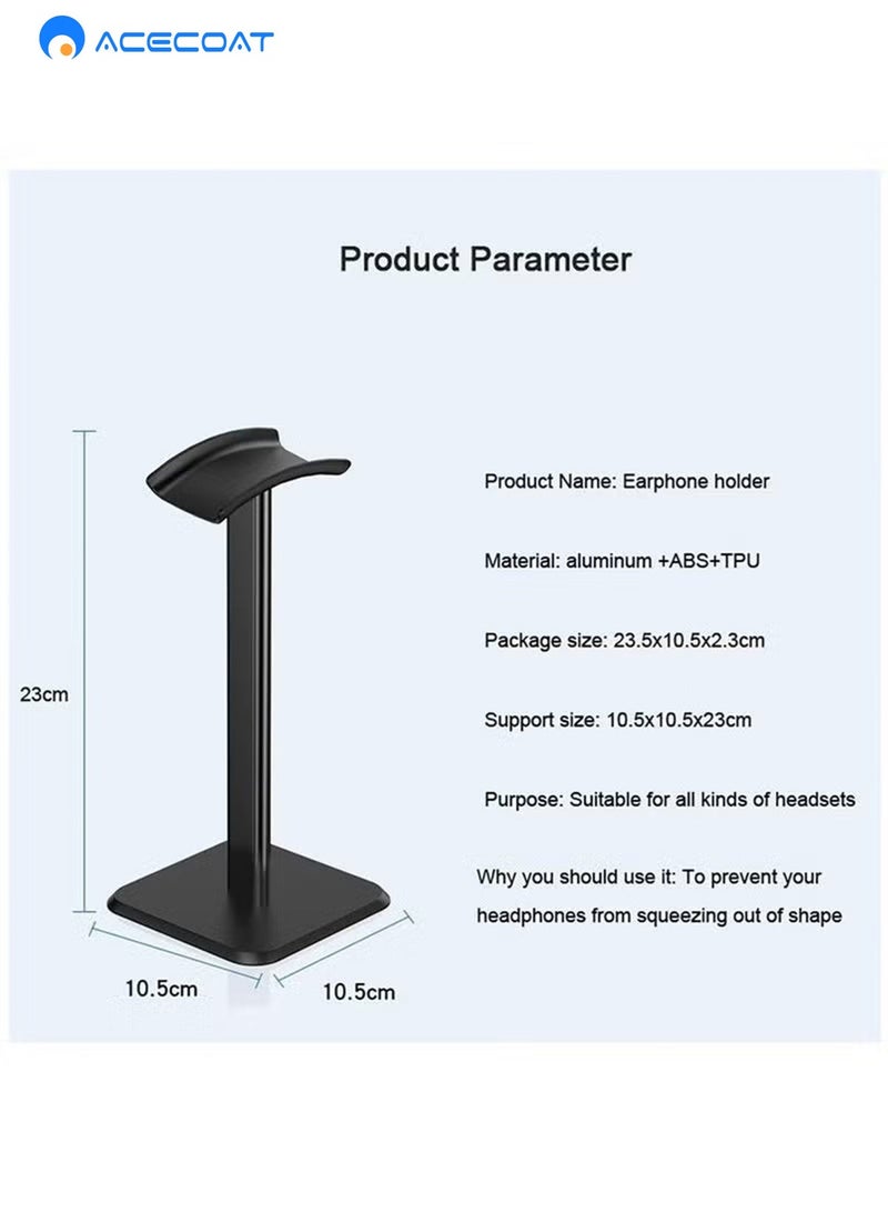 ACECOAT Headphone Stand with Aluminum Bar and Flexible Headrest -  Black - Image 2